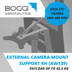 Boggi Aeronautics _ AW139 external camera mount RH payload 42,5 kg EASA STC Trakka Camera SWE-400 HDV